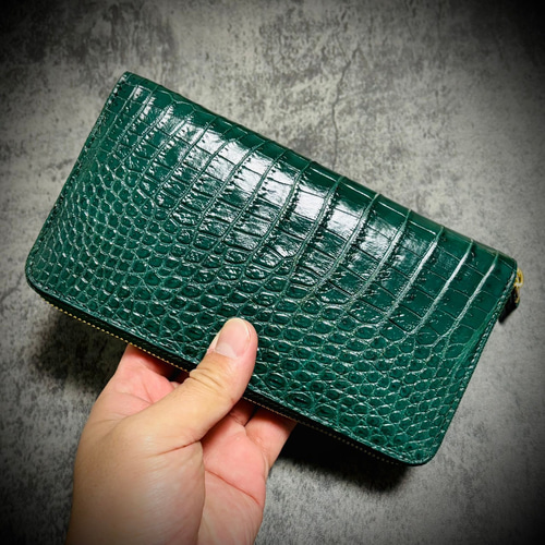 クロコダイル メンズ財布 長財布 ゴールドファスナー レディス