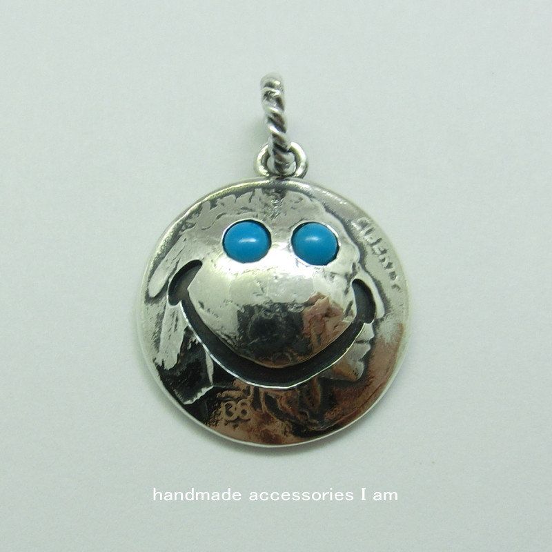 受注生産商品　ターコイズ　スマイルコインコンチョペンダント シルバー925　IP0594