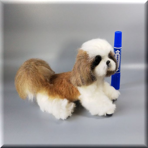 羊毛フェルト 犬 シーズー 犬フィギュア 羊毛フェルト モンブラン 通販