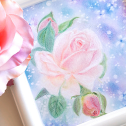 「Fairy rose」パステル画　大人かわいい　インテリア雑貨　ヒーリングアート　イラスト　薔薇　薔薇の絵 2枚目の画像