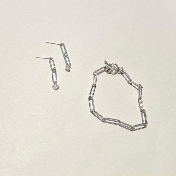 Chain pierce Herkimerdiamond（Silver925）ピアス/イヤリング ハーキマーダイヤモンド 5枚目の画像