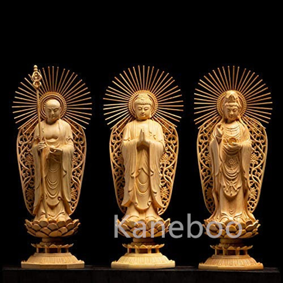 激安アウトレット 仏像 観音菩薩】仏壇 釈迦如来 【地蔵菩薩 娑婆三聖 木製彫刻 彫刻・オブジェ