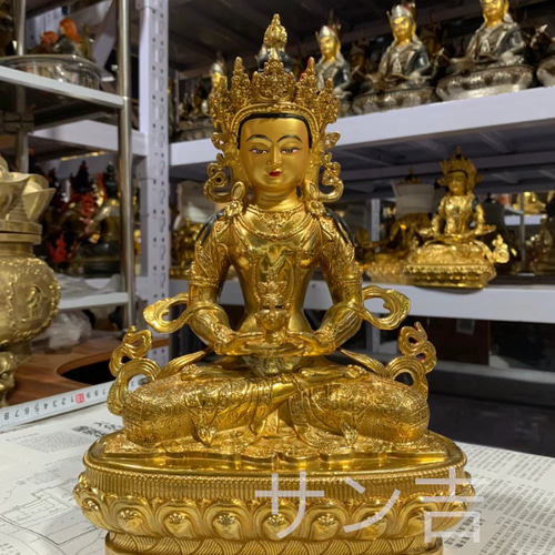 チベット仏教法具 長寿仏菩薩 仏壇仏像 真鍮製 時代美品 ご利益 30cm チベット仏教法具 長寿仏菩薩 仏壇仏像 真鍮製 時代美品 ご利益