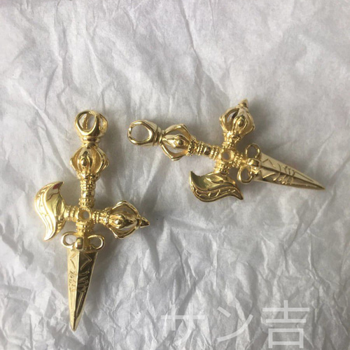 チベット密教法器 真言宗 セット ミニ 鉞刀 曲刀 宝斧 仏教法具