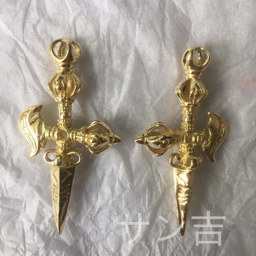 チベット密教法器 真言宗 セット ミニ 鉞刀 曲刀 宝斧 仏教法具