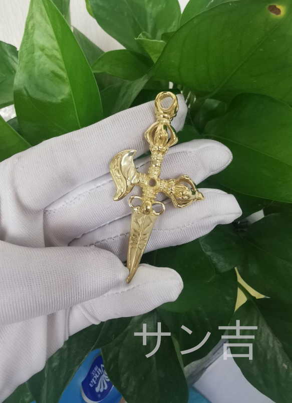 チベット密教法器 真言宗 2点セット ミニ 鉞刀 曲刀 宝斧 仏教法具 真鍮製 チベット密教法器 真言宗 2点セット ミニ 鉞刀 曲刀 宝斧 仏教