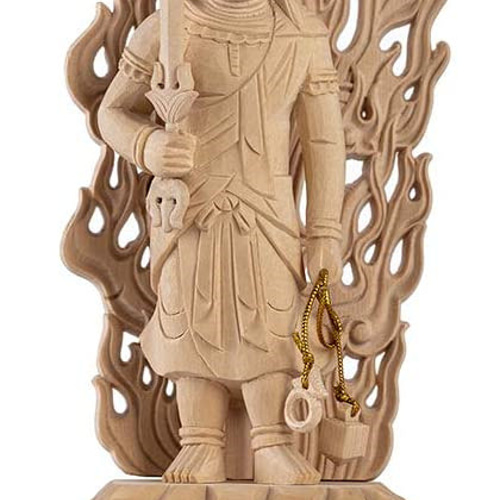 新品 不動明王檜木八角仏像