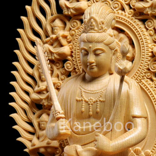 木彫り 仏壇仏像 虚空菩薩 丑年・寅年 十二干支お本尊 飛天光背 八角