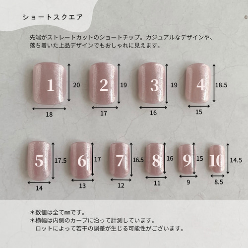 サイズ確認用ネイルチップ】両面テープ付き ネイルチップ（つけ