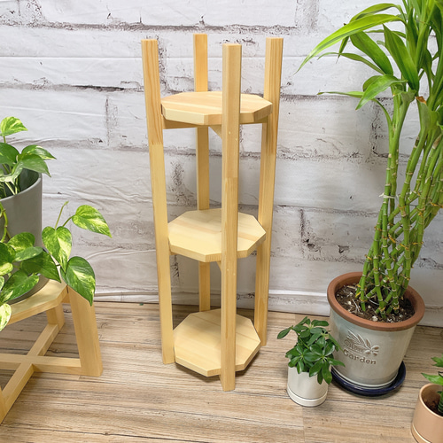 木製コーナーシェルフ　3段　プランタースタンド 木製コーナーシェルフ 3段 プランタースタンド