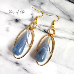 14kgfピアス】クリソコラインアゲート ピアス（フック・チェーン