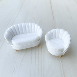 ミニチュアシェルソファのリングスタンド リングピロー  一人がけ ホワイト 7枚目の画像