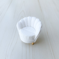 ミニチュアシェルソファのリングスタンド リングピロー  一人がけ ホワイト 8枚目の画像