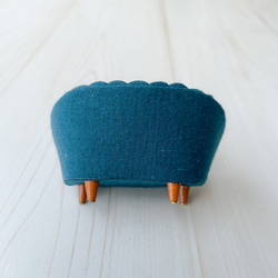 ミニチュアシェルソファのリングスタンド リングピロー 二人がけ　ブルーグリーン 9枚目の画像