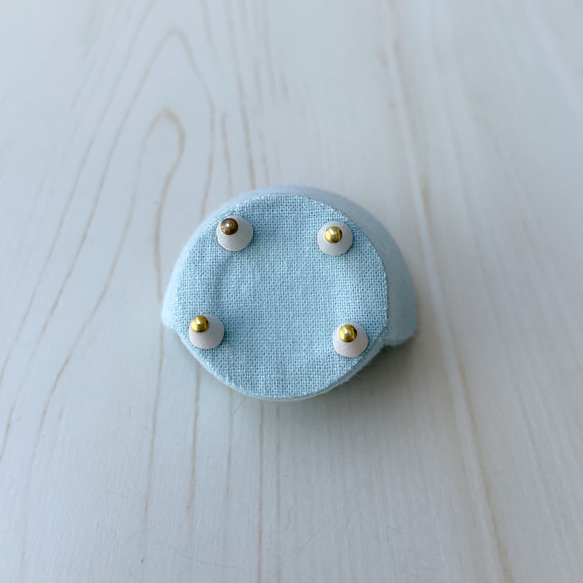 ミニチュアシェルソファのリングスタンド リングピロー  一人がけ ライトブルー 10枚目の画像