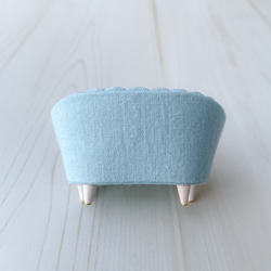 ミニチュアシェルソファのリングスタンド リングピロー 二人がけ　ライトブルー 9枚目の画像