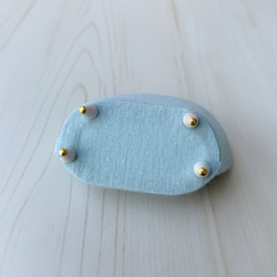 ミニチュアシェルソファのリングスタンド リングピロー 二人がけ　ライトブルー 10枚目の画像