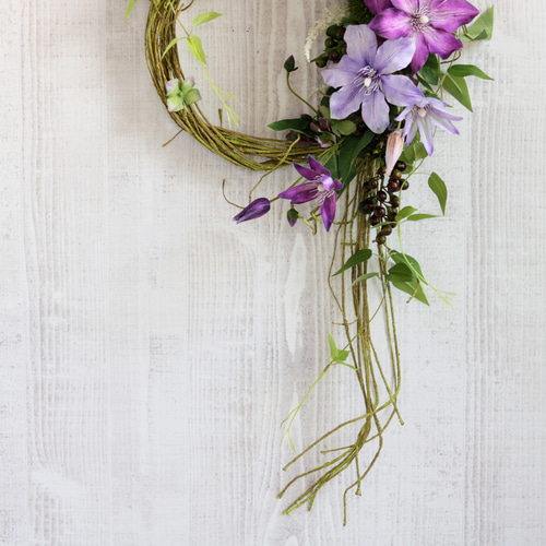 クレマチスの流れるリース～和モダン リース はなごま屋 通販 14220845