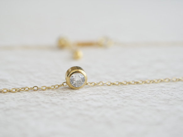 ずっとが叶う☆金属アレルギー対応〇サージカルステンレス〇一粒ネックレス　ジルコニア（ゴールド） 9枚目の画像