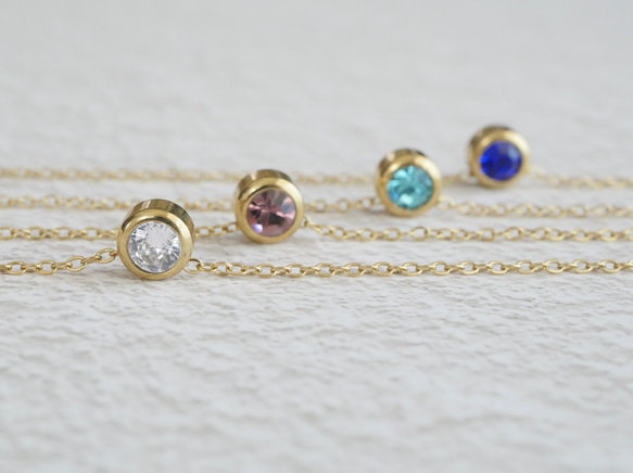ずっとが叶う☆金属アレルギー対応〇サージカルステンレス〇一粒ネックレス　ジルコニア（ゴールド） 3枚目の画像