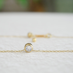 ずっとが叶う☆金属アレルギー対応〇サージカルステンレス〇一粒ネックレス　ジルコニア（ゴールド） 2枚目の画像