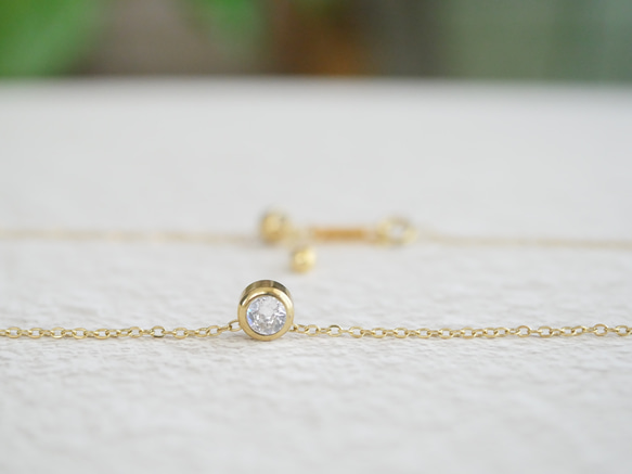 ずっとが叶う☆金属アレルギー対応〇サージカルステンレス〇一粒ネックレス　ジルコニア（ゴールド） 2枚目の画像