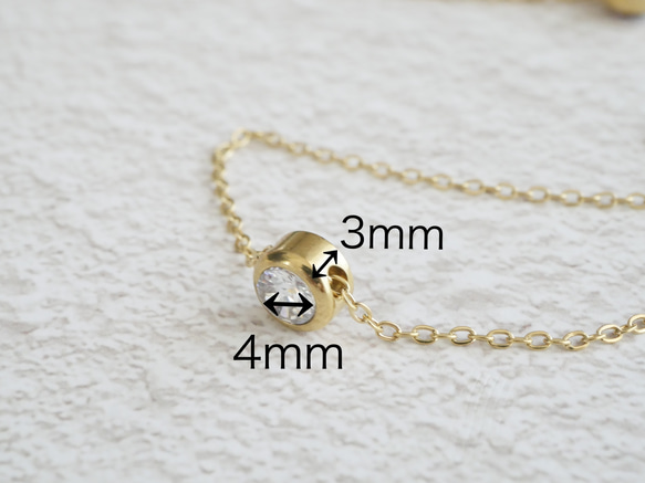 ずっとが叶う☆金属アレルギー対応〇サージカルステンレス〇一粒ネックレス　ジルコニア（ゴールド） 6枚目の画像