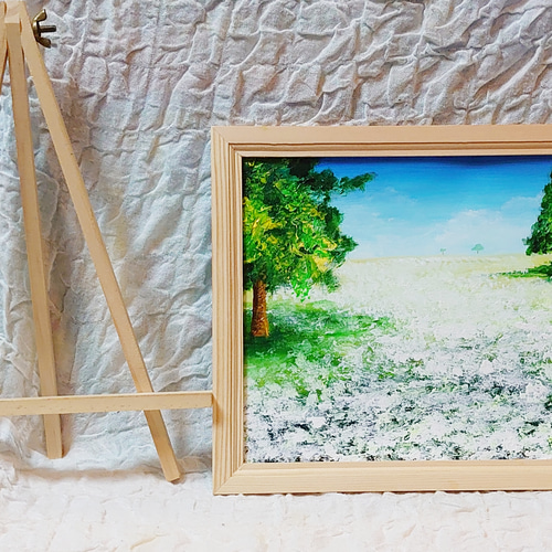 いいネット通販 - 全国送料無料でお届けします 油絵 絵画 咲いた白の広場【A4】 絵画