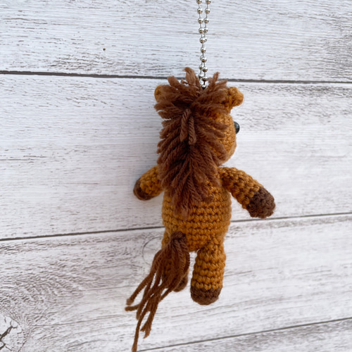 受注制作】お馬さんのあみぐるみストラップ【栗毛】 キーホルダーや