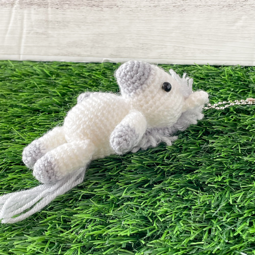 受注制作】お馬さんのあみぐるみストラップ【芦毛】 キーホルダーや