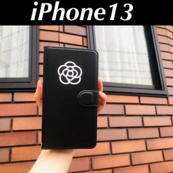 iPhone13ケース　手帳型　おしやれ　かっこいい　メンズ　レディース　カメリア　オシャレ　モダン　かわいい 1枚目の画像