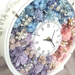【送料無料】amifa fleur ✱ 花時計 ✱ 壁掛け時計&置き時計 2way／フラワークロック／ホワイト 5枚目の画像