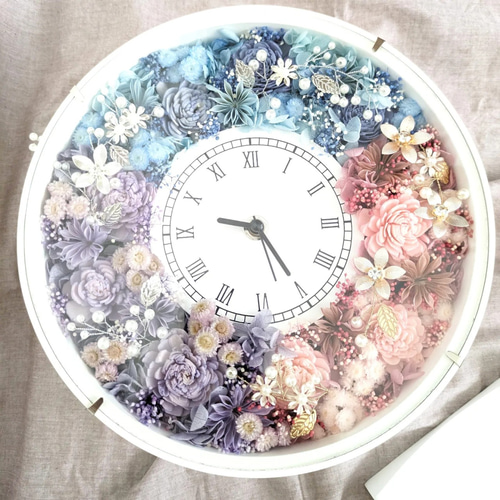 新品未使用　フラワー　掛け時計　花時計 花時計 ラウンド】 - IPFA本店,IPFA,本店,プリザーブドフラワー