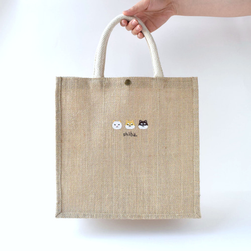 犬が選べる！刺繍ジュートバッグ エコバッグ ショルダー 2way