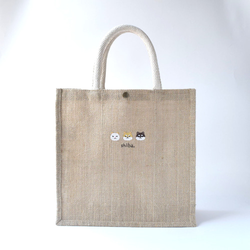 犬が選べる！刺繍ジュートバッグ エコバッグ ショルダー 2way