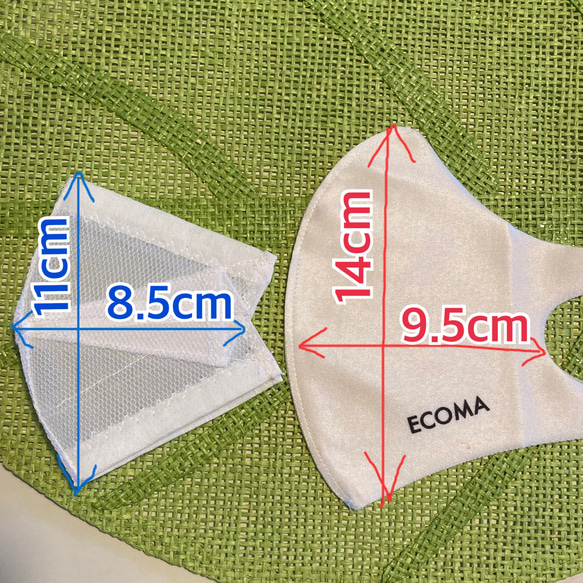 ウレタンマスク等用。抗菌接触冷感生地。口元快適。落ちない！ズレない!しっかり立体インナーマスク。2枚セット 2枚目の画像