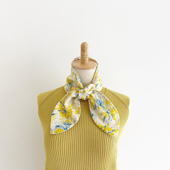 ミモザ♡ターバンにもなる春夏のスカーフ♡保冷剤ポケット付きで涼しく  