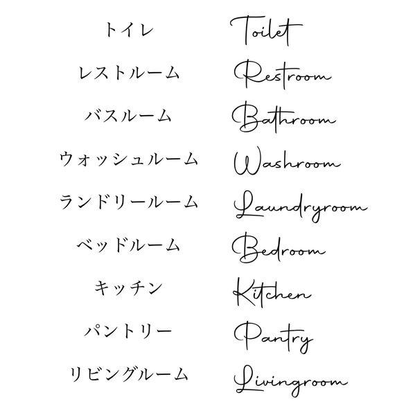 【選べる23種・オーダーも♪】インテリア　ドア　ルーム　ウォール　サイン　シール　筆記体　英字　北欧風　転写　ステッカー 2枚目の画像