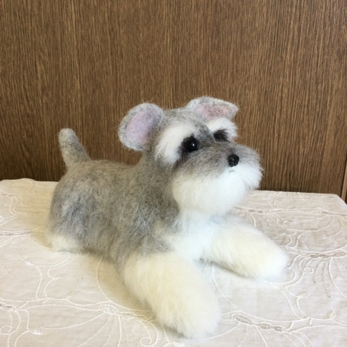 羊毛フェルト ミニチュアシュナウザー 白シュナちゃん BIGサイズ