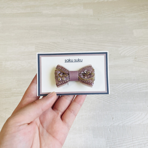 アンティーク風キッズベビーヘアクリップ ヘアピン インド刺繍