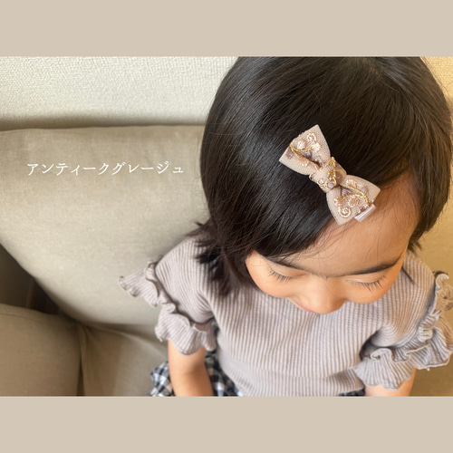和洋花柄のリボン】 ベビーヘアピン♡ ベビーヘアクリップ セミ