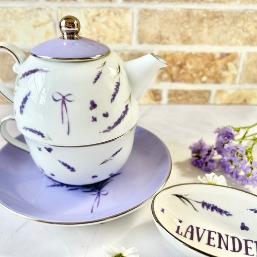 SALE】ラベンダーのティーフォーワン&ティーバッグレスト ポット・急須