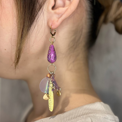 アジアンテイスト”ジャラジャラ”ピアス ピアス（フープ） ROLL-UP 通販 