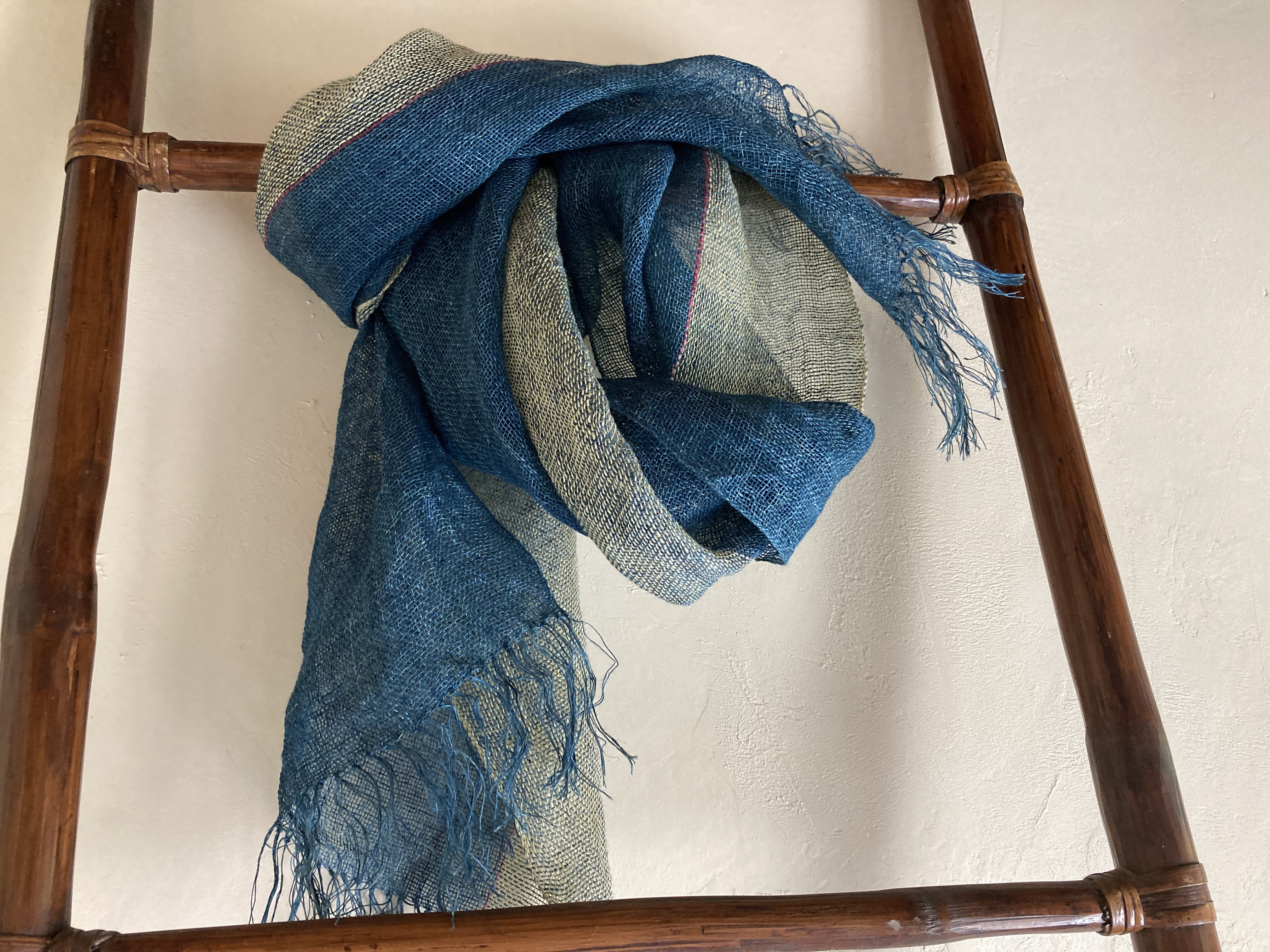 幅広手織りヘンプストール C