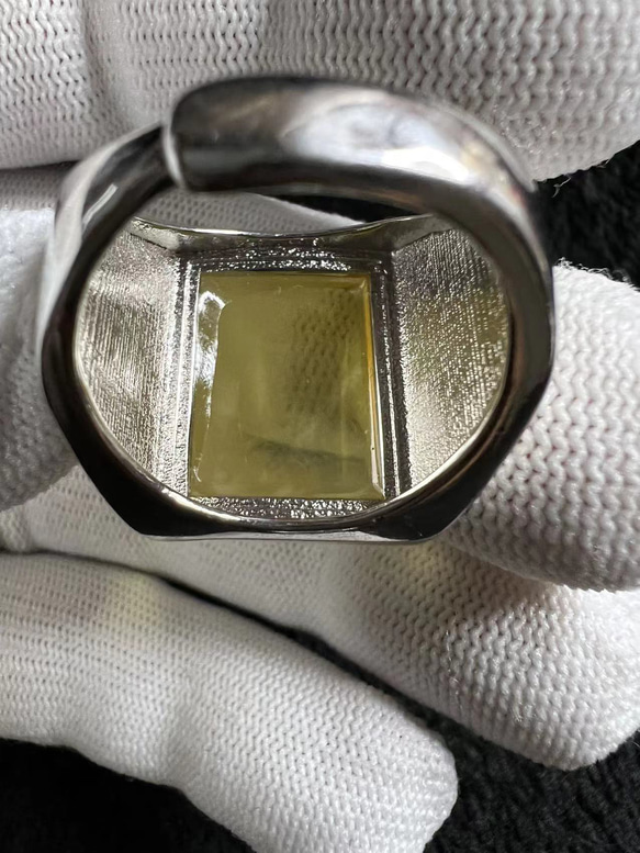 天然蜜蝋琥珀指輪15141844/11.5g 6枚目の画像