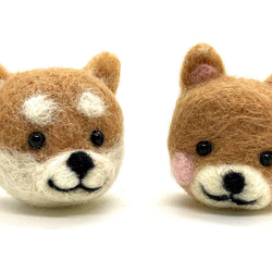 専用ページ　秋作品柴犬　羊毛フェルト 羊毛フェルト】二匹の柴犬の顔のみ素材 羊毛フェルト ゆきみ大福堂