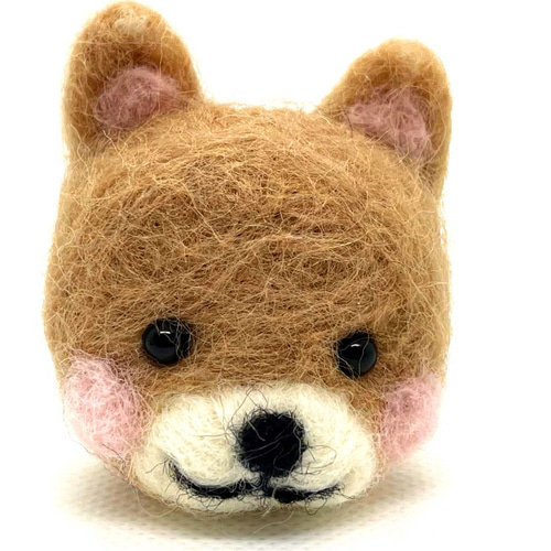 羊毛フェルト】二匹の柴犬の顔のみ素材 羊毛フェルト ゆきみ大福堂