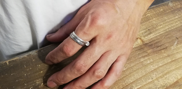 這是一個有趣的項目。古董銀耳釘翻拍男士戒指“松茸梅”_0791 日式圖案 第10張的照片