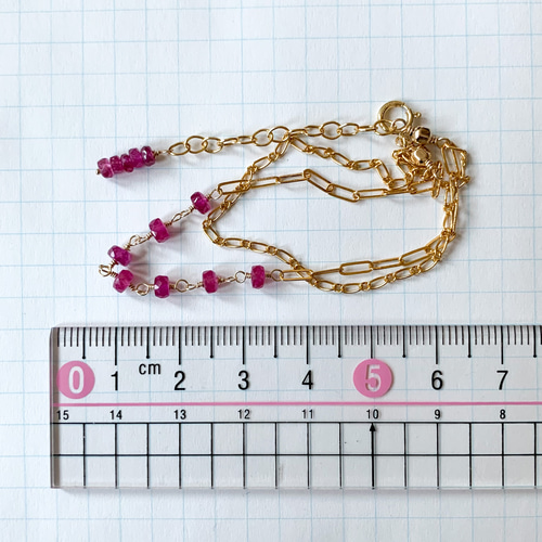 天然ルビーブレスレット ２つセット 14kgf*ルビーの2連ブレスレット*7月誕生石*／天然石