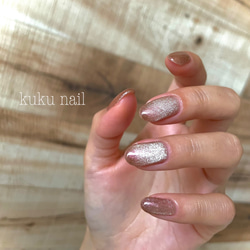 ブラウンマグネット×ラメ ワンカラーネイルチップ No.1】マグネットネイル ブラウン ワンカラー ネイルチップの通販 by c